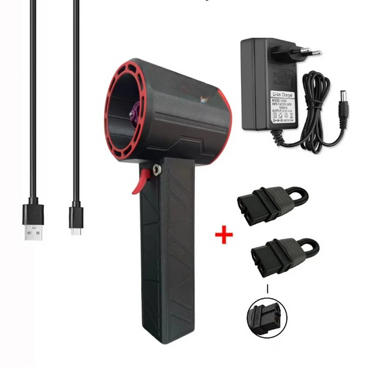 Mini Bladblazer - High Power Blower - Mini Blower - Blower - Bladblazer - Turbo Jet Fan - 1000W - 8000mAh - 16.8V - 50A - Zwart/Rood