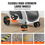 Stroller - Dog Carriage - Dog Stroller - Foldable Dog Stroller - Dog Cart - 160 lbs - 4 Wheels - with Rotating Wheels - with Brakes and Height Adjustable - Medium Large Dogs - Gray