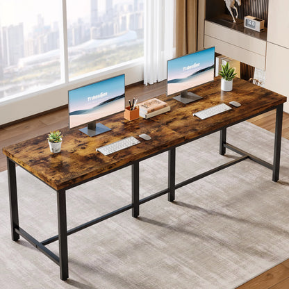 Bureau - Bureautafel - Game Bureau - 78.7" - Extra Lange Dubbele Computertafel - Werkstation voor Twee Personen – Grote Kantoor- & Studiotafel - QUORE
