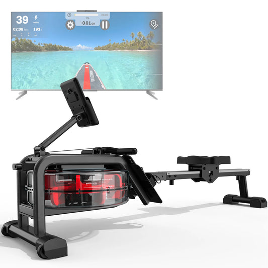 Waterroeimachine – Roeitrainer – Fitnessapparaat – Thuis Trainer – Water Weerstand – Bluetooth Connectiviteit - Zwart