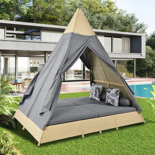 Loungeset – Tuinset – Loungemeubel – Rattan Loungeset – Hoekbank – Weerbestendig Polyrattan – Inclusief 8 cm Kussens