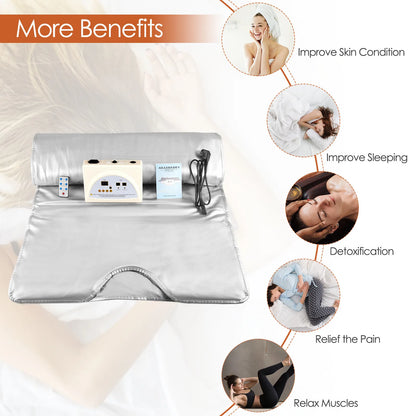 Sauna Deken - Infraroodtherapie - 650W - 220V - 60Hz - extern PU - intern PVC - Stress - Pijnverlichting - Fibromyalgie - Reuma - Ontspanning - Grade A - Zilver