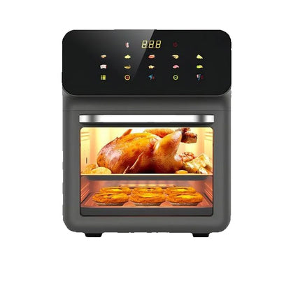 Airfryer - 12L – Heteluchtfriteuse - 1350W – 240V - Olievrij Frituren – 360° Hete Lucht Circulatie – Touchscreen – Automatische Uitschakeling - Meerdere Kookfuncties - Zwart