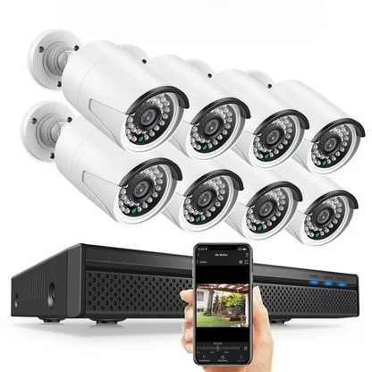 Beveiligingscamera - Beveiligingscamerasysteem - Camerabewaking - 8CH POE Camera Kit - 5MP NVR - Nachtzicht - Weerbestendig - AI Bewegingsdetectie - Binnen en Buiten - 8 Camera's - T Ingebouwde HDD
