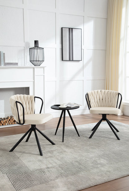 Draaibare Eetkamerstoelen – Eetstoel – Bureaustoel – Leesstoel – Zitstoel – 360° Draaibaar – Velvet Bekleding – Metalen Poot