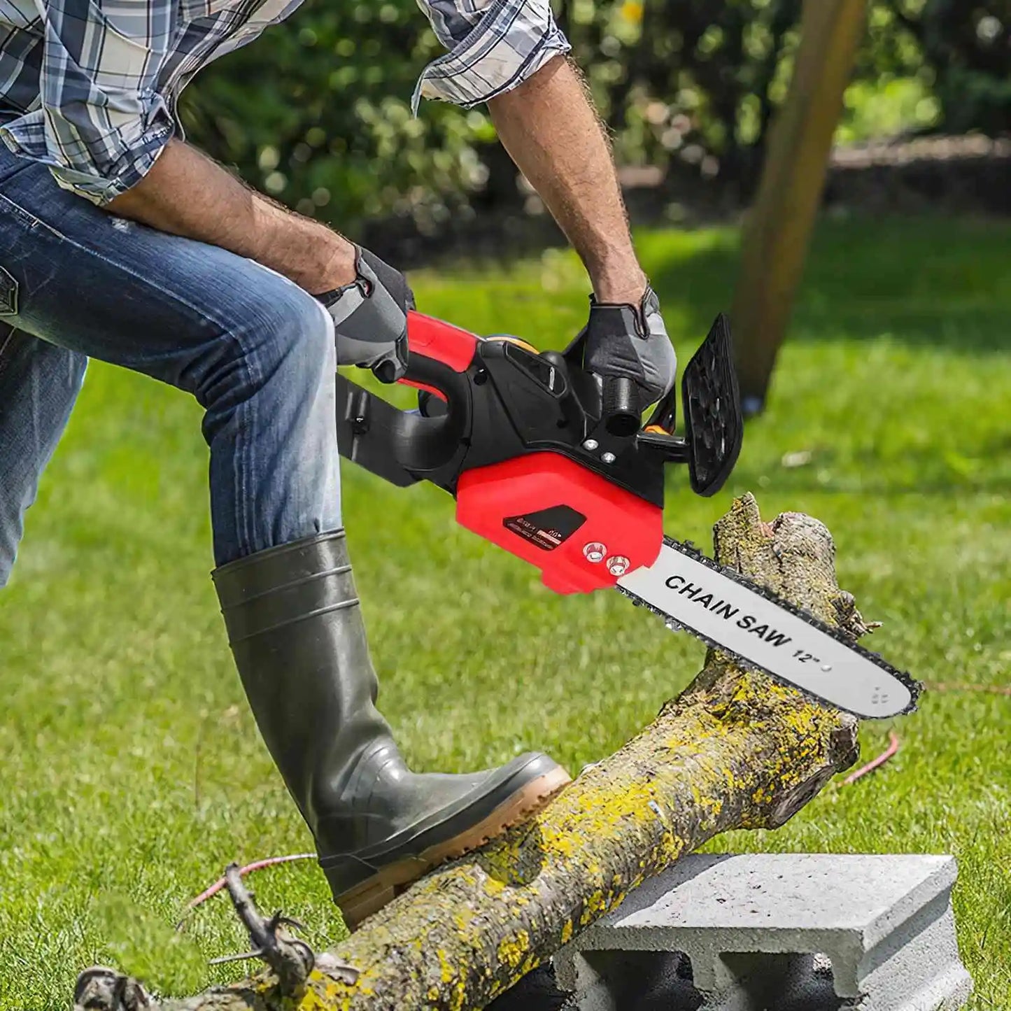 Elektrische Kettingzaag - Snoeizaag - Handzaag - Kettingzaag Accu - 12 Inch - 3500W - Borstelloze - voor Houtzagen - Snoeien - en Tuinonderhoud - 1 Accu