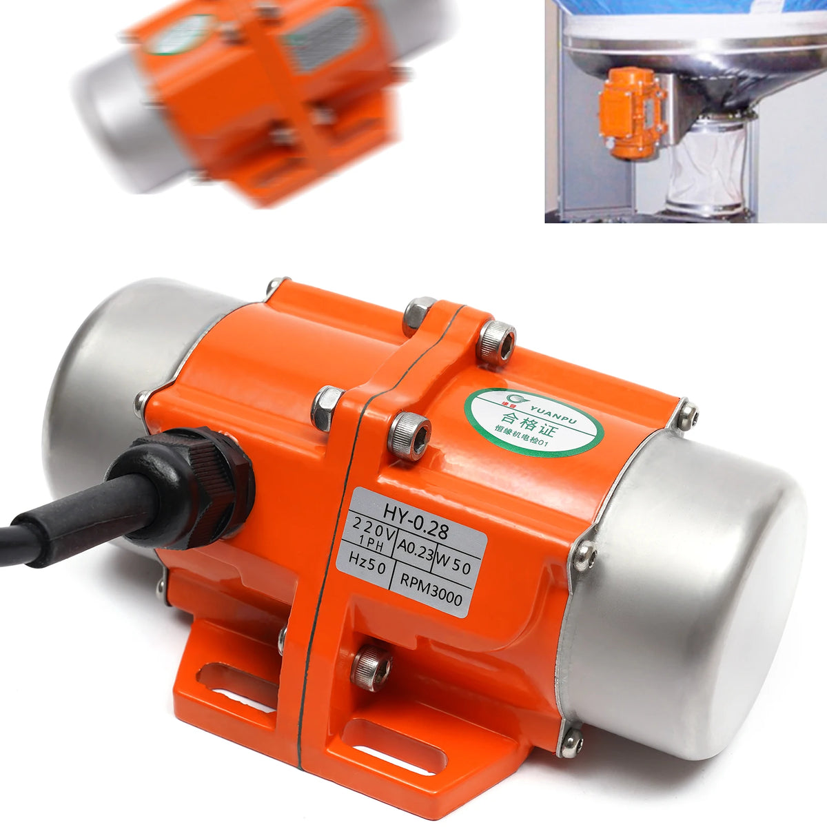 Vevor - Betontrillingsmotor - Aluminiumlegering - 1phase - 120W - 220V - 3000RPM - Vibratiemotor - Oranje - QUORE