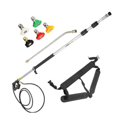 Hogedrukreiniger - Hogedrukspuit -Accessoires voor hogedrukreinigers -Telescopische hogedrukreinigerstang - 4000psi met riem 3/8” - 5-18 ft - voor hogedrukreinigersproeier - QUORE