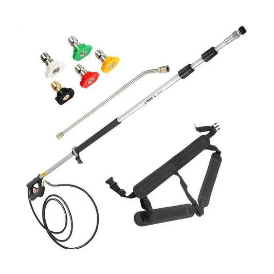 Hogedrukreiniger - Hogedrukspuit -Accessoires voor hogedrukreinigers -Telescopische hogedrukreinigerstang - 4000psi met riem 3/8” - 5-18 ft - voor hogedrukreinigersproeier - QUORE