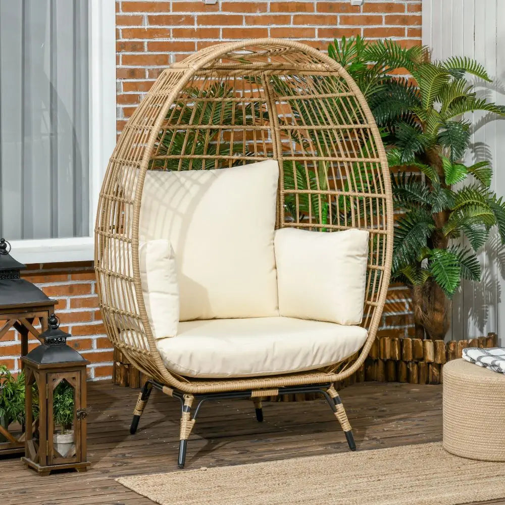 Tuinstoel – Balkonstoel – Relaxstoel – Lounge Stoel – Verhoogde Fauteuil – Met Verstelbare Pootjes – Met Dik Kussen - 105 x 90 x 148 cm - Donkerkhaki