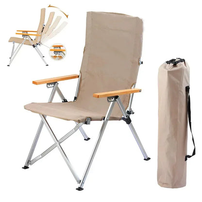 Opvouwbare Campingstoel - Kampeerstoel - Strandstoel - Lounge Stoel - Klapstoel - met Armleuningen - Draagbare - voor Vissen - Strand - Tuin - en Camping - Khaki