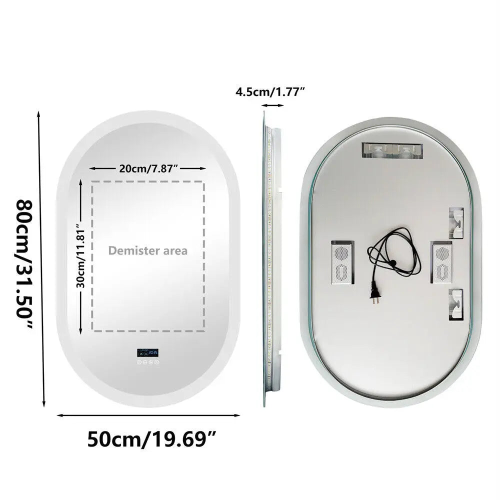 Badkamerspiegel – Ovale Spiegel – LED Spiegel – Verlichte Spiegel – Bluetooth Speaker – Anti-Fog – Instelbare Verlichting