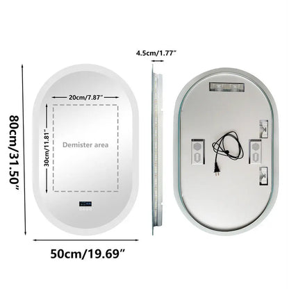Badkamerspiegel – Ovale Spiegel – LED Spiegel – Verlichte Spiegel – Bluetooth Speaker – Anti-Fog – Instelbare Verlichting