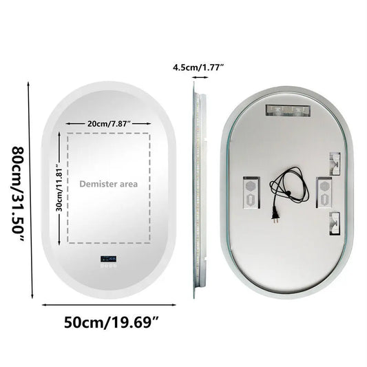 Badkamerspiegel – Ovale Spiegel – LED Spiegel – Verlichte Spiegel – Bluetooth Speaker – Anti-Fog – Instelbare Verlichting