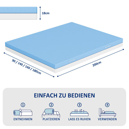 Matras – Pocketveringmatras – Koudschuimmatras – Tweepersoonsmatras – 7-zone matras – 160x200 cm – 18 cm hoog – Memory foam en ademende tijk – H3/H4 stevigheid