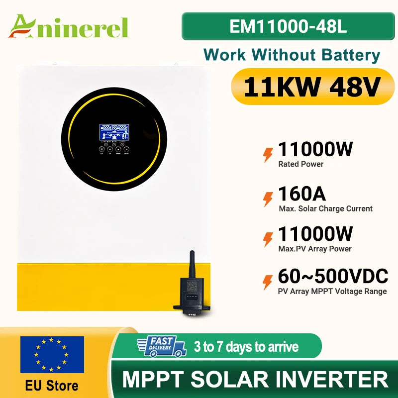 Hybride Zonne-energie Omvormer – Solar Omvormer – Accu Omvormer – MPPT Omvormer – Elektriciteitsomvormer – EM11000-48L Variant – Pure Sinusgolf Uitgang – WiFi Monitoring