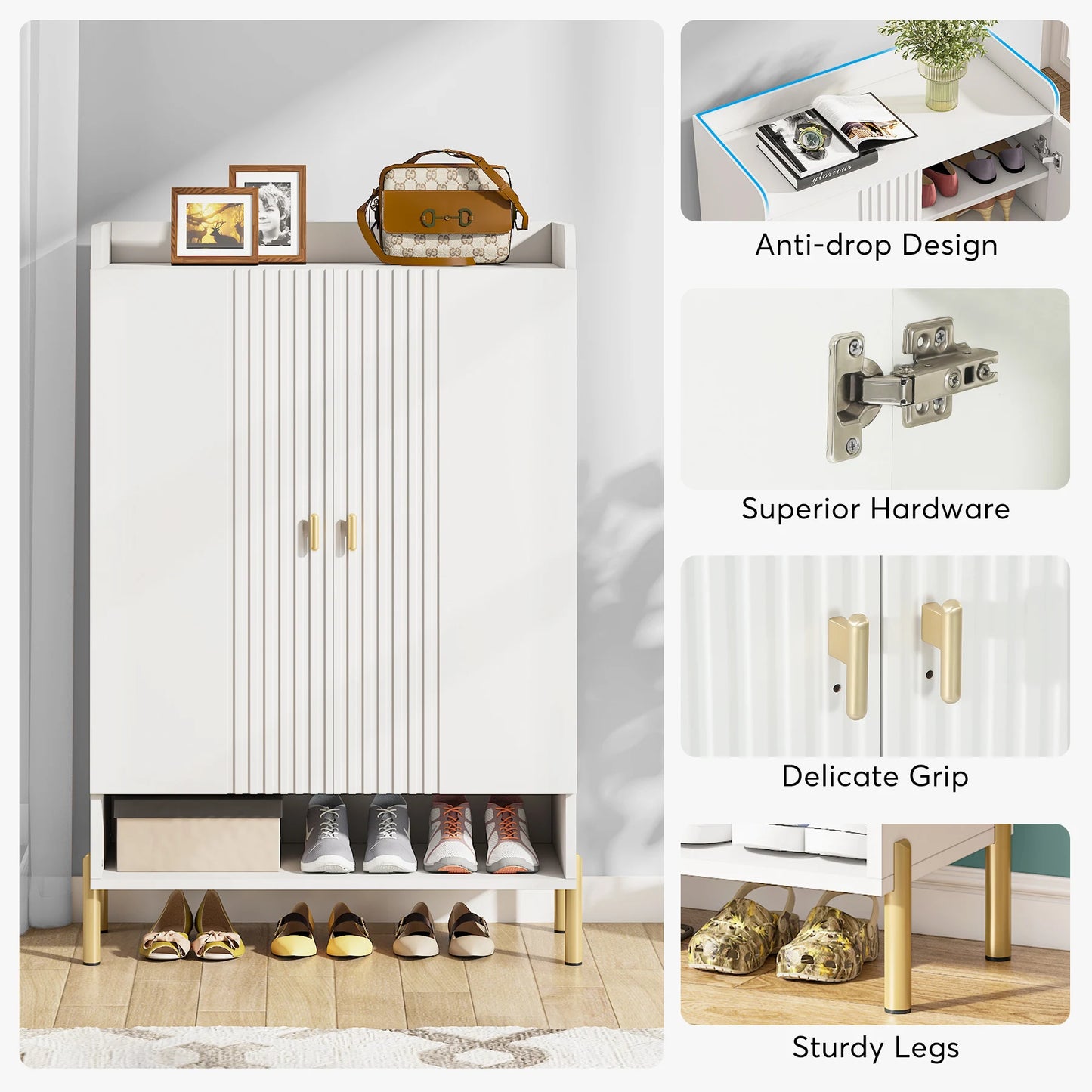 Schoenenkast – Schoenopberger – Schoenenrek – Schoenmeubel – Schoenendisplay – 6 Verstelbare Planken – Capaciteit 20 Paar - QUORE