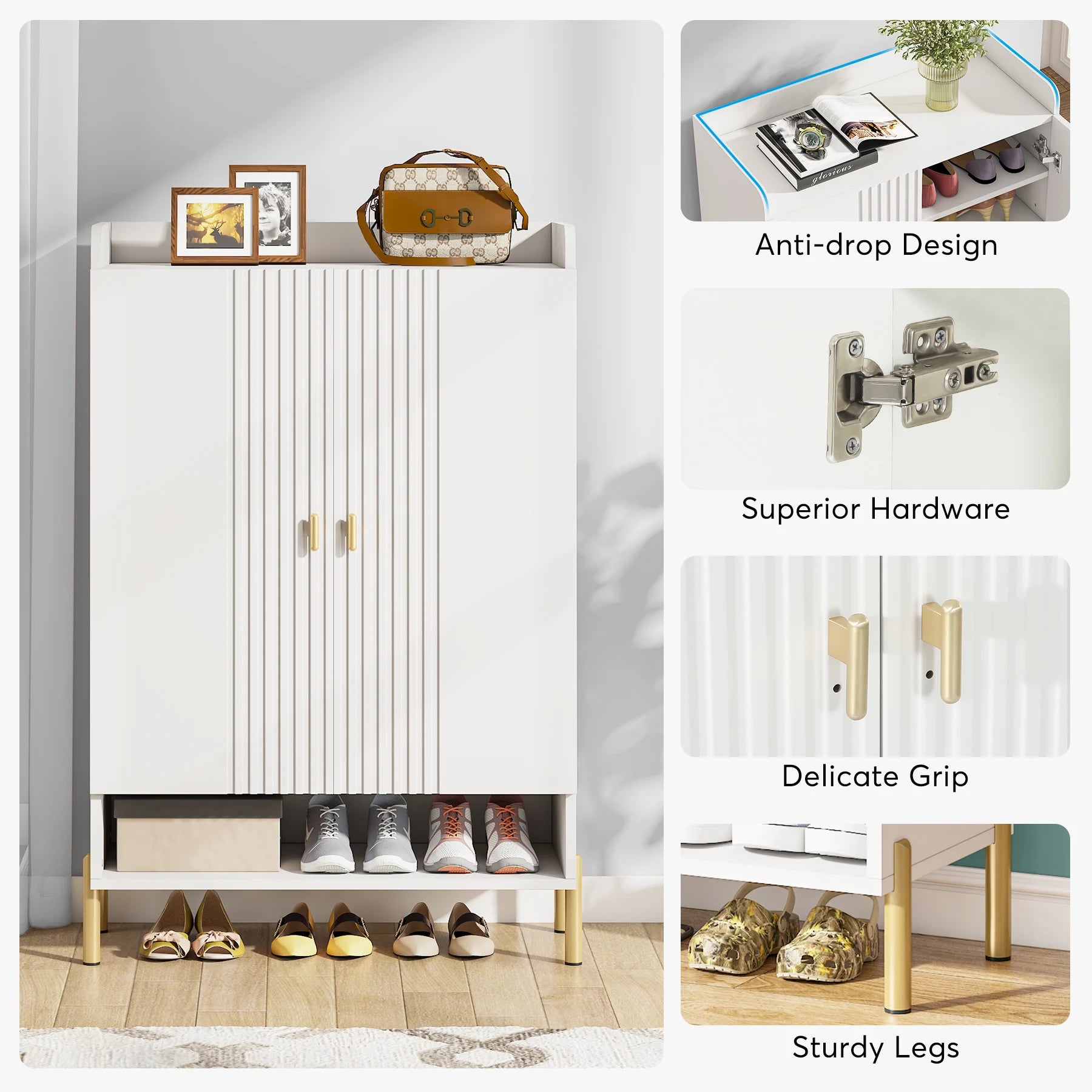 Schoenenkast – Schoenopberger – Schoenenrek – Schoenmeubel – Schoenendisplay – 6 Verstelbare Planken – Capaciteit 20 Paar - QUORE