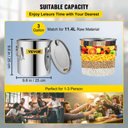 Vevor - Beer Distiller 20L - Manual - Stainless Steel - Versatile Solution for Brewing and Distilling - Silver
