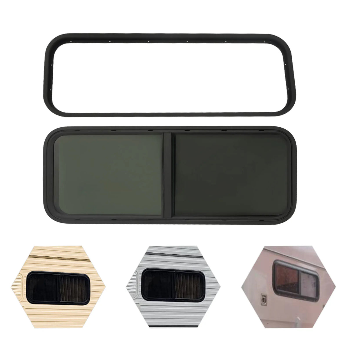 Camperraam - Caravan - 1000X400mm - Windows Gehard glas - Raam openend naar buiten - Voor campers en caravans - Caravan Zijraam - Getint Schuifraam - Insectenbescherming