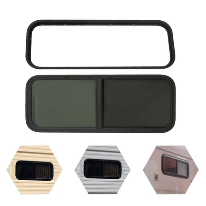 Camperraam - Caravan - 1000X400mm - Windows Gehard glas - Raam openend naar buiten - Voor campers en caravans - Caravan Zijraam - Getint Schuifraam - Insectenbescherming