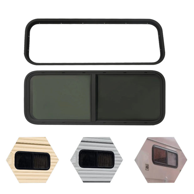 Camperraam - Caravan - 1000X400mm - Windows Gehard glas - Raam openend naar buiten - Voor campers en caravans - Caravan Zijraam - Getint Schuifraam - Insectenbescherming