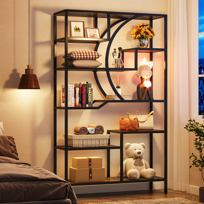 Boekenkast – Open Kast – Boekenplank – Plantenstandaard – Industriële Stijl – Houten Panelen Met Metalen Frame – Verstelbare Pootjes En Anti-Omvalbeugel