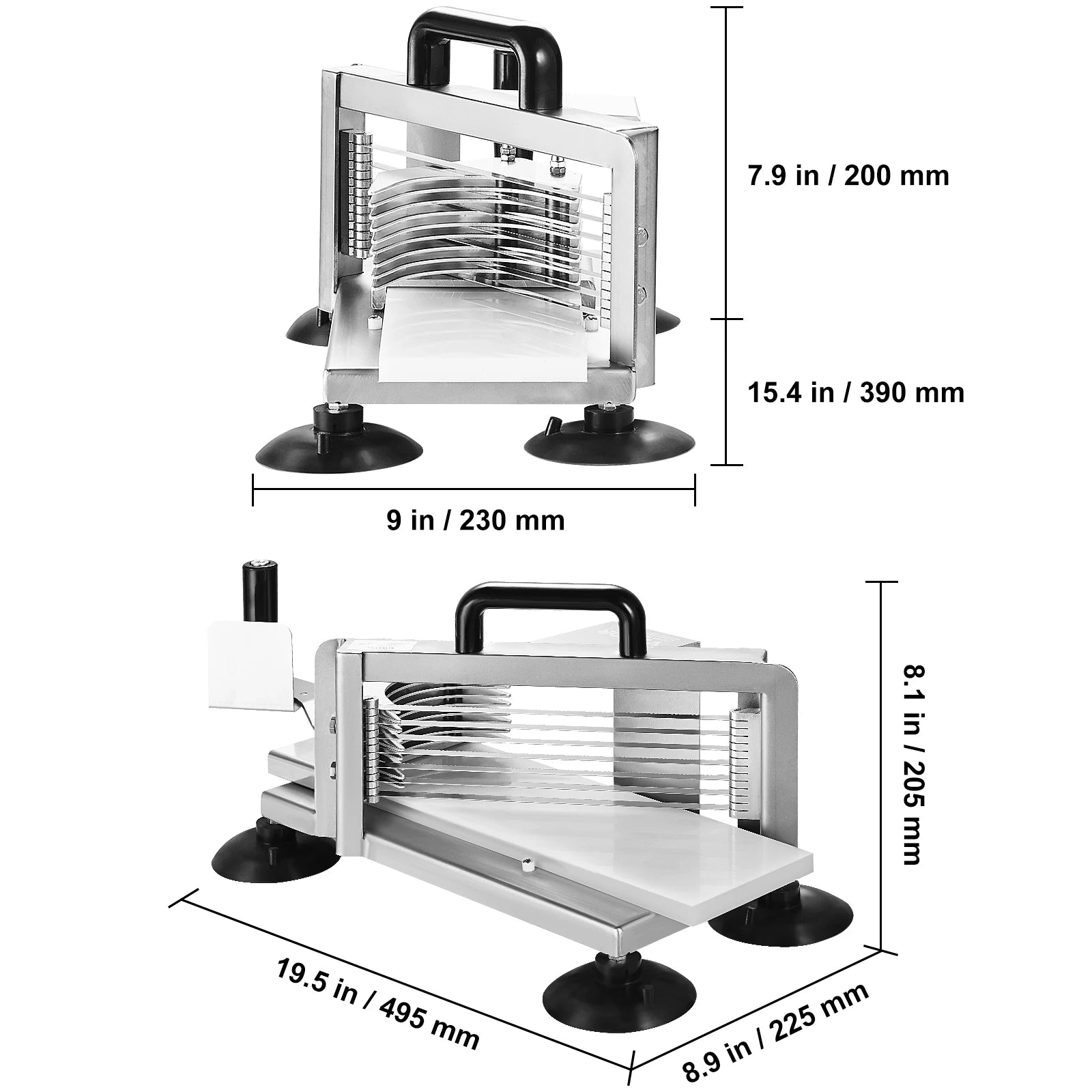 Tomatensnijder - Snijmachine - Handmatige Tomatensnijder - Groentesnijder  - Mandoline - frietsnijder -  0.19inch - Heavy-Duty RVS Snijmachine - Roestvrijstalen Voedselsnijmachine met Antislip Voeten - QUORE