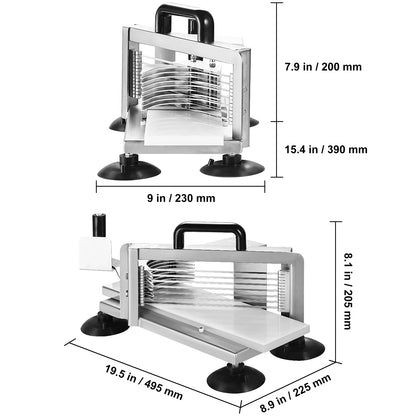 Tomatensnijder - Snijmachine - Handmatige Tomatensnijder - Groentesnijder  - Mandoline - frietsnijder -  0.19inch - Heavy-Duty RVS Snijmachine - Roestvrijstalen Voedselsnijmachine met Antislip Voeten - QUORE