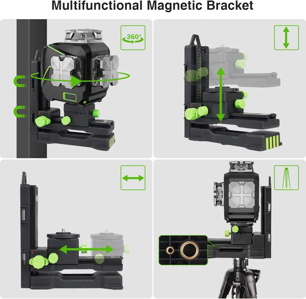 3D Cross Line Laser Waterpas – Laserwaterpas – Nivelleerlaser – Bouwlaser – Groenelaser – Snelle Zelfnivellering – Bluetooth Connectiviteit - met Ontvanger