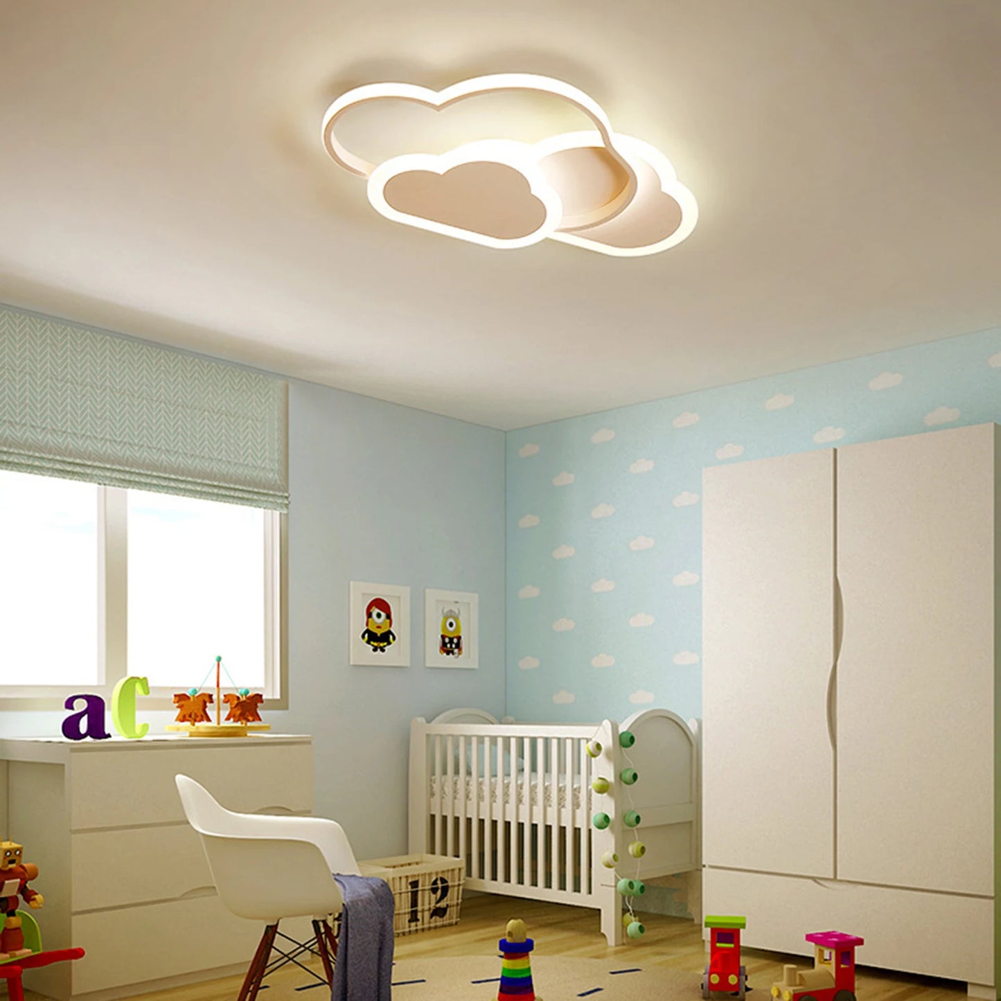 Plafondlamp - Plafonniere - Lamp - Ceiling Light - Creatief Wolk Ontwerp - Witte LED Kinderkamerlamp met 3 Kleuren & Modern Acryl Design