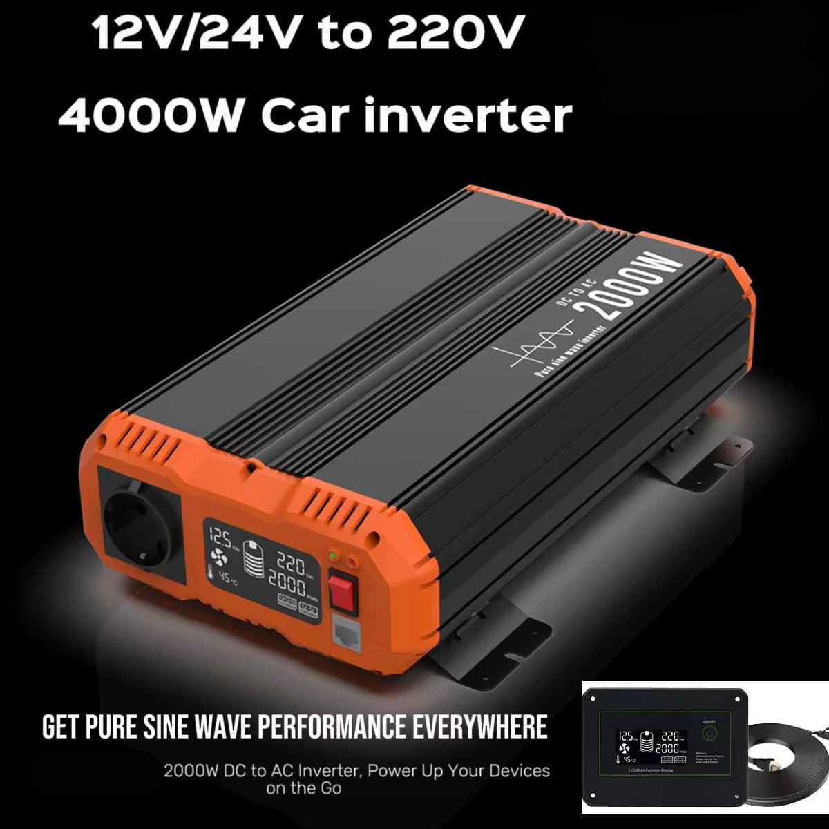 Zuivere Sinus-Wave Omvormer – Pure Sinus Omvormer – 6000W Omvormer – 12V Naar 220V – Hoog Rendement – LCD-Display