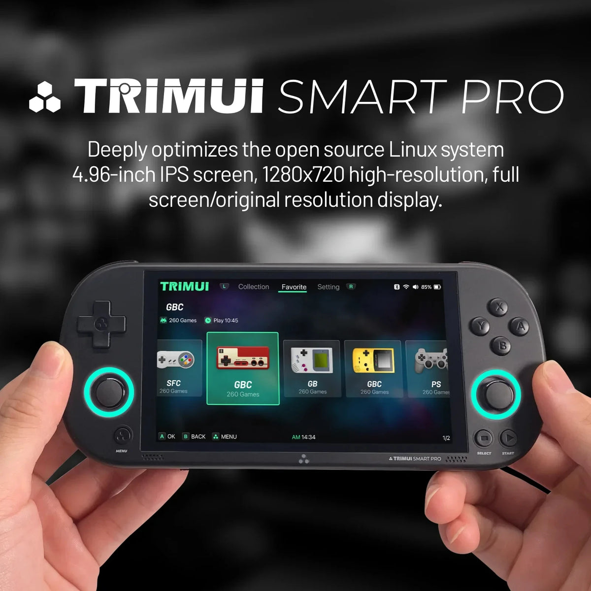Trimui Smart Pro Retro Handheld Game Console Support Bluetooth-compatible Headset Gaming System 4.96 Inch Gift for Kids Adults - QUORE