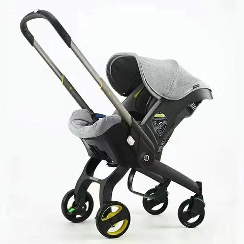 Baby Wandelwagen - Buggy - Inklapbare Buggy - Opvouwbare Buggy - Inklapbare Buggy New Born - 4 in 1 -BabyWalker- Lichtgewicht - met Veiligheidskarretje Reis Systeem - Grijs
