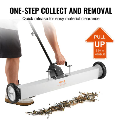 Sweeper - Magnetic sweeper - Brush sweeper -. with wheels Push type - Magnetic - Large Magnet Pickup Lawn Telescopic sweeper