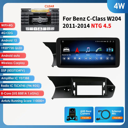 Hizpo Carplay 4G AI Systems Android 13 Car Radio for Mercedes Benz C-Class W204  Multimedia Video Player GPS Autoradio Bluetooth