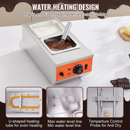 Chocolade Smelter - Chocolade Fondue - Smelt Chocolade - Chocoladesmeltkroes - Elektrische Chocoladesmelter - 2 Tanks - 17 lb - Chocolade Verwarmen & Tempereren