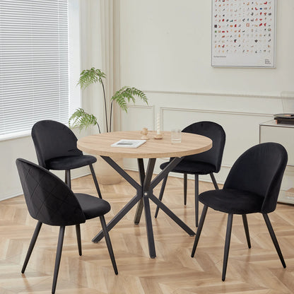 Eetkamerstoelen – Fluwelen Stoelen – Velvet Stoelen – Metalen Frame – Set Van 6 – Ergonomisch Comfort – Snelle Montage – Zwart