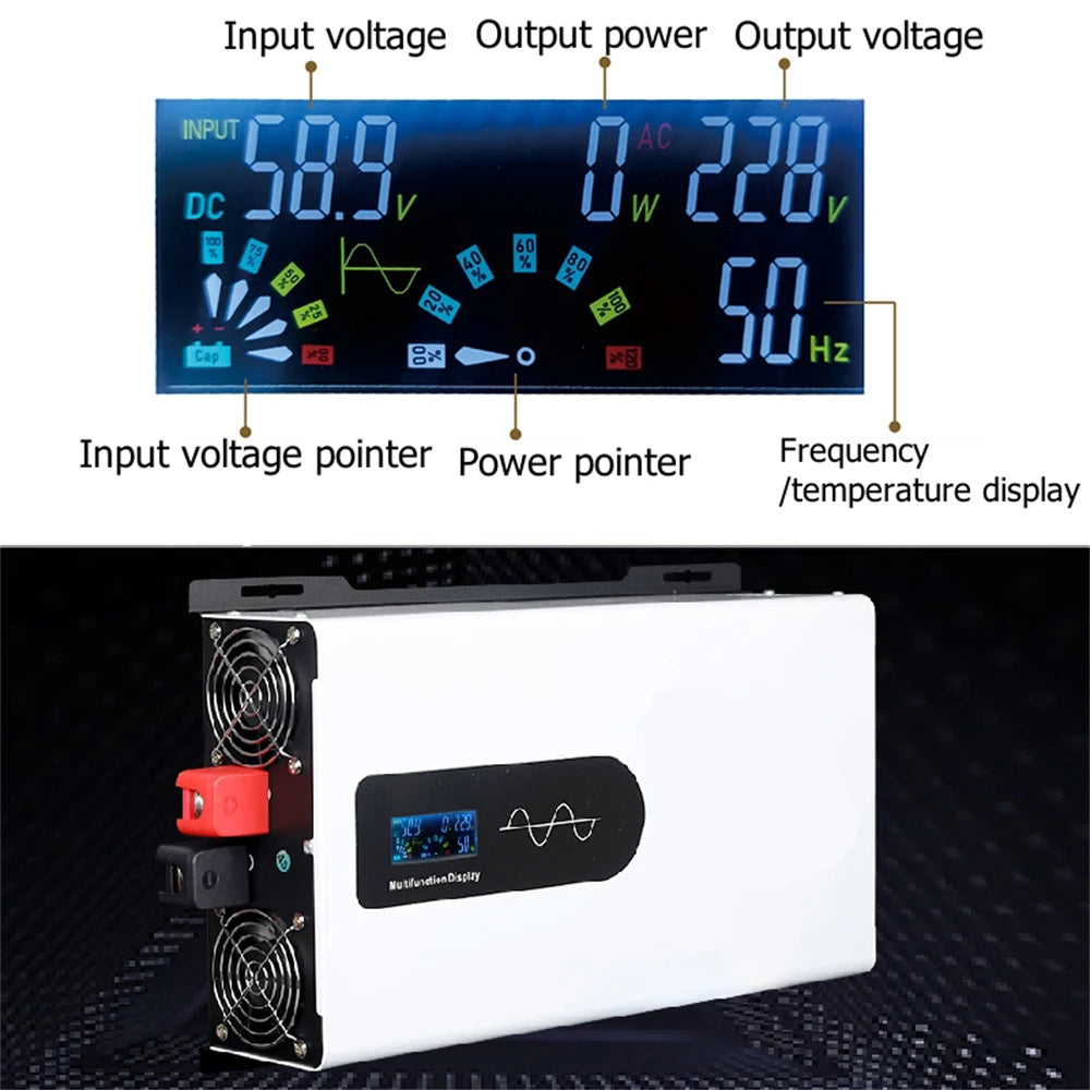 Pure Sine Wave Omvormer – Inverter – Spanningsomzetter – DC naar AC Converter – Zonne-Omvormer – 10000W 72V Variant – Zuivere Sinusgolf – Hoge Efficiëntie