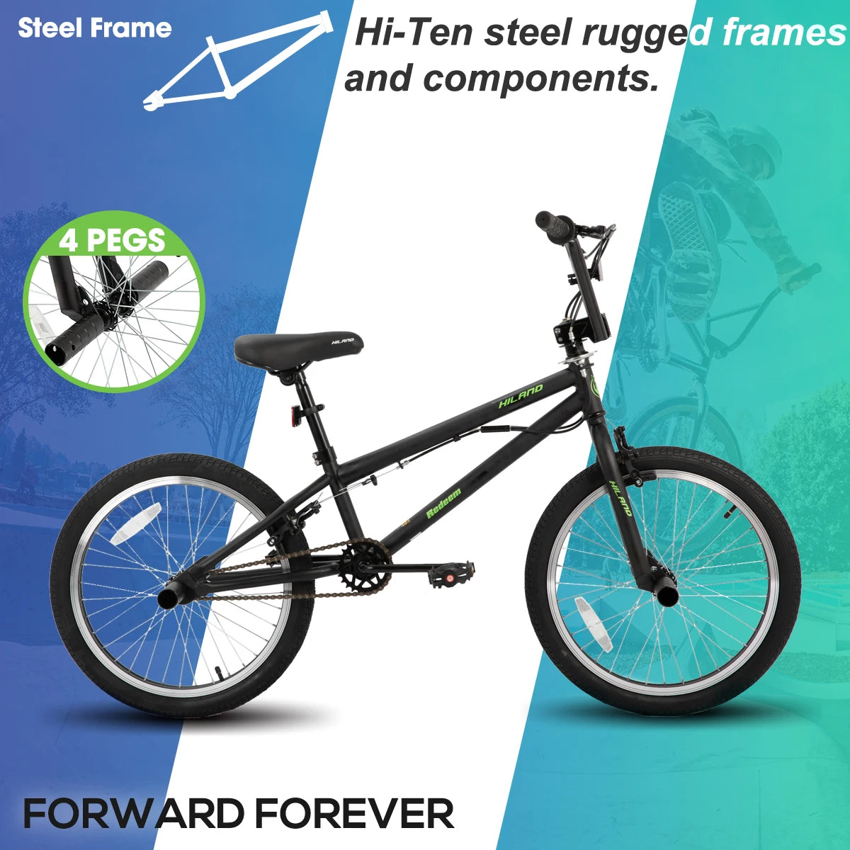 Hiland 20 inch Freestyle Kids BMX Bike,Beginner-Level to Advanced Riders with 360 Degree Gyro & 4 Pegs, Kids' Bicycles - QUORE