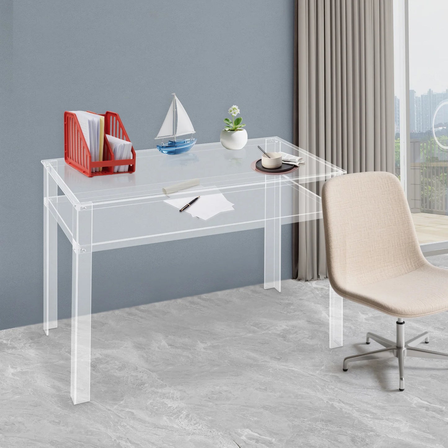 Acrylic Bureau – Transparant Bureau – Modern Schrijftafel – Laptop Tafel – Studietafel – Dubbele Laag – Duurzaam Acryl – 100x50x75 cm - QUORE