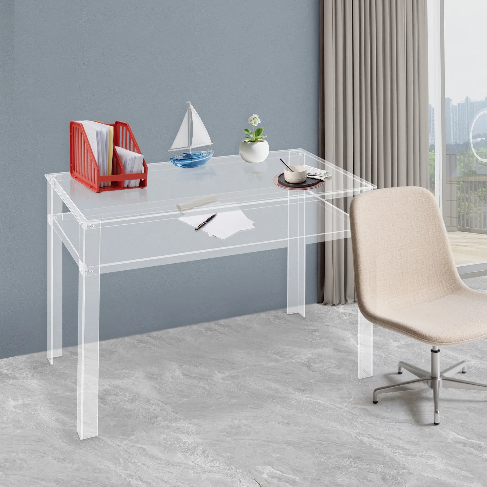 Acrylic Bureau – Transparant Bureau – Modern Schrijftafel – Laptop Tafel – Studietafel – Dubbele Laag – Duurzaam Acryl – 100x50x75 cm - QUORE
