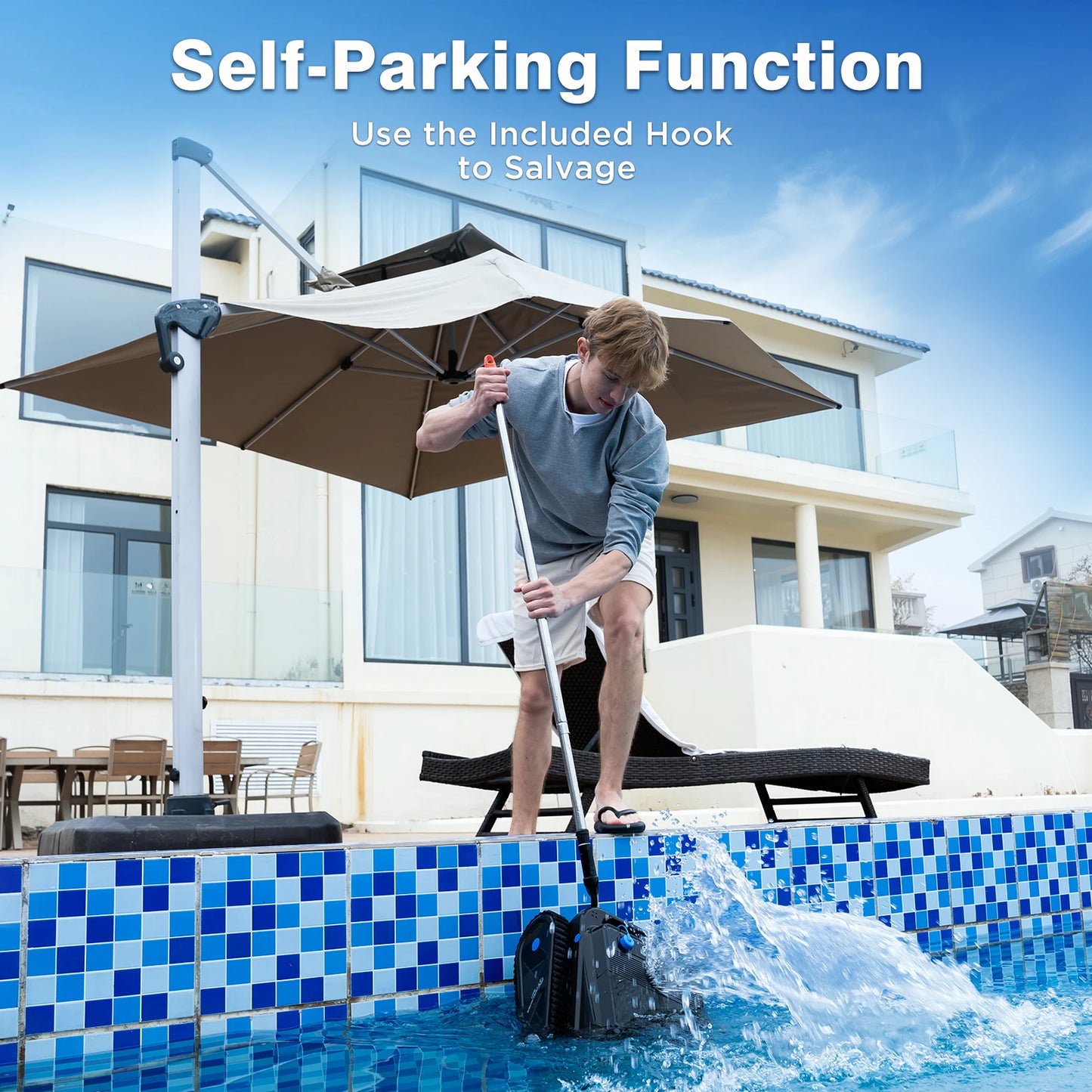 Robotstofzuiger zwembad – Zwembadreiniger – Automatische zwembadrobot – Pool cleaner – Zwembadstofzuiger – Slimme navigatie – 120 minuten batterijduur - QUORE