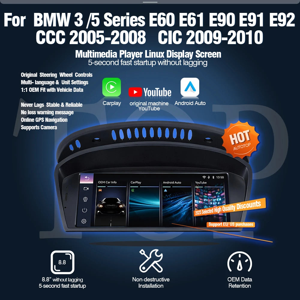 Multimedia Systeem – Autoradio – Navigatiesysteem – Touchscreen Radio – Draadloos CarPlay – 8,8 Inch Scherm – Ingebouwde GPS & YouTube