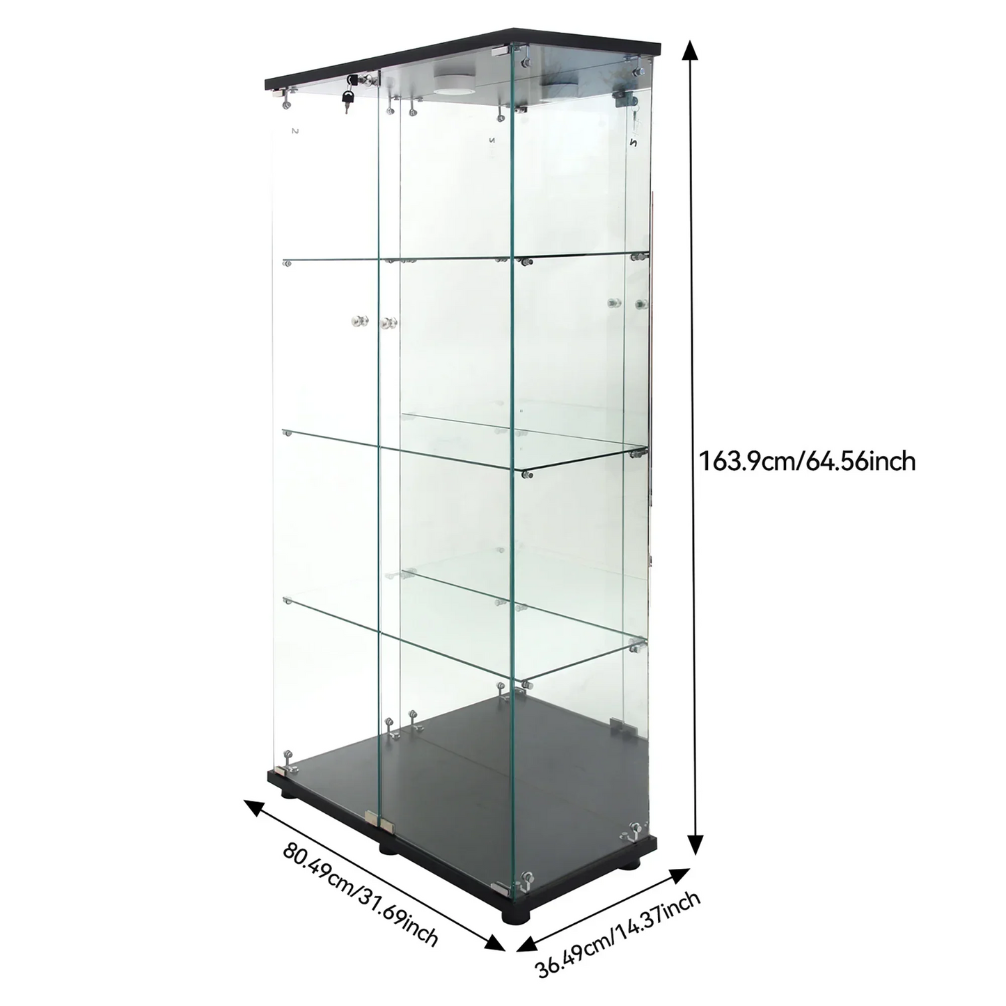 Glazen Vitrinekast – Vitrinekasten – Displaykast – Curio Kast – Opbergkast – Wit – 2-Deurs Met 4 Planken – Ingebouwde LED-Verlichting – Gehard Glas