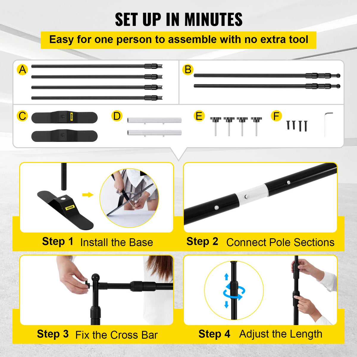 Backdrop - Backdrops Photography - Backdrop Frame - Backdrop Stand - Backdrop Decoration - 8ft - 300 x 240cm - for Exhibition Exhibitor Photography Studio - with Carrying Bag