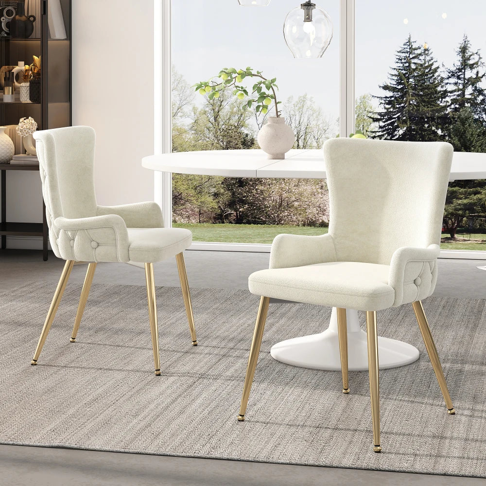 Velvet Eetkamerstoelen – Fluwelen Stoelen – Design Stoelen – Metalen Poten – Set Van 4 – Comfortabel – Draagbaar Tot 150 Kg - Buff