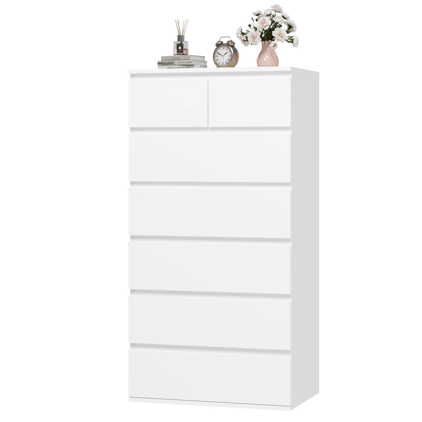 Getone Chest of Drawers Bedroom, Tall Chest of Drawers with 7 Drawers, Bedroom Furniture Storage Cupboard Cabinet  Bedroom Dresser, for Living Room Hallway 60x40x119cm - QUORE