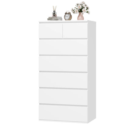 Getone Chest of Drawers Bedroom, Tall Chest of Drawers with 7 Drawers, Bedroom Furniture Storage Cupboard Cabinet  Bedroom Dresser, for Living Room Hallway 60x40x119cm - QUORE