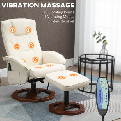 Massagestoel – Relaxstoel – Massagezetel – Ontspanningsstoel – Met Voetenbankje – Instelbare Rugleuning – PU-Kunstleer